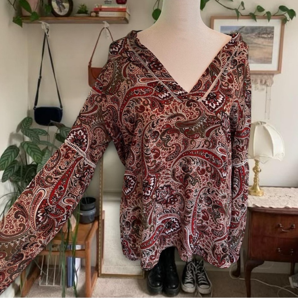 Christopher & Banks Multicolor Paisley V-Neck Blouse